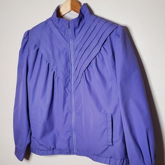 Periwinkle Purple Lightweight Vintage 80s Athletic Jacket with Angular Accents - Picture 10 of 15